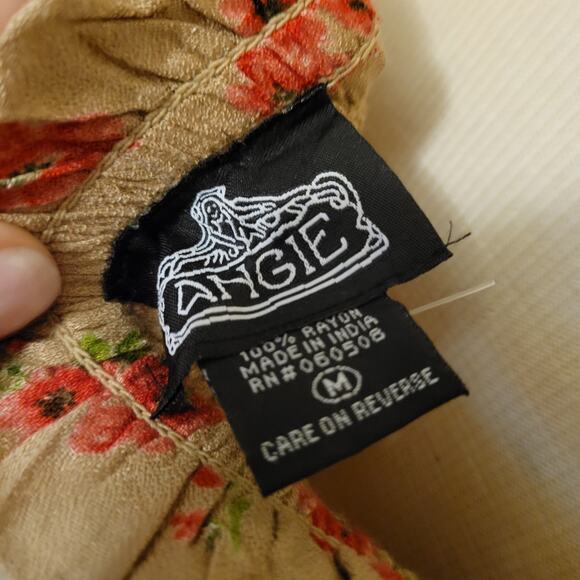 Angie Boho Floral Smocked Peasant Crop Top Y2K Hippie Medium - Picture 7 of 7